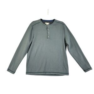 Carbon2Cobalt Mens Hearty Henley Long Sleeve Shirt Size Medium Slate Blue Cotton